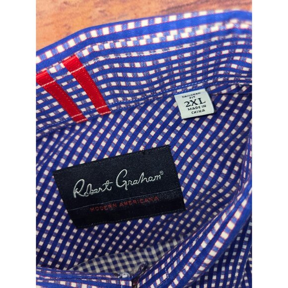 Robert Graham Mens Tailored Fit Checkered Dress Shirt 2XL - Picture 6 of 9
